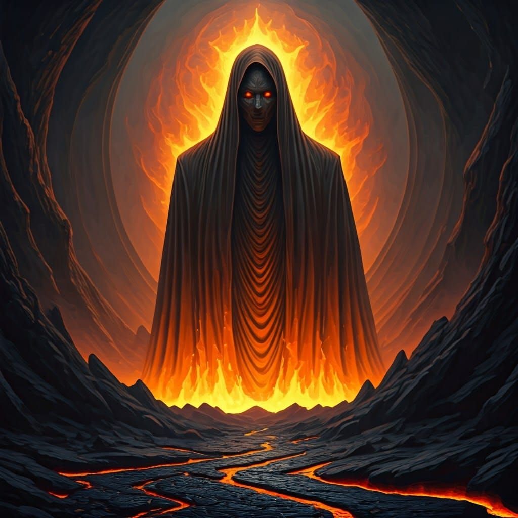 Mystical Lava Figure in Surrealist Style