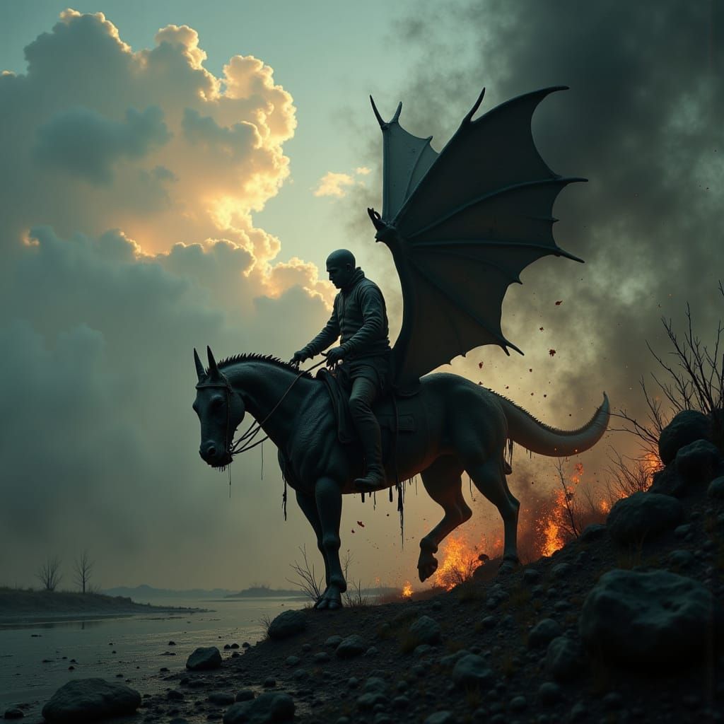 Dragon Rider in Macabre Hyperrealism