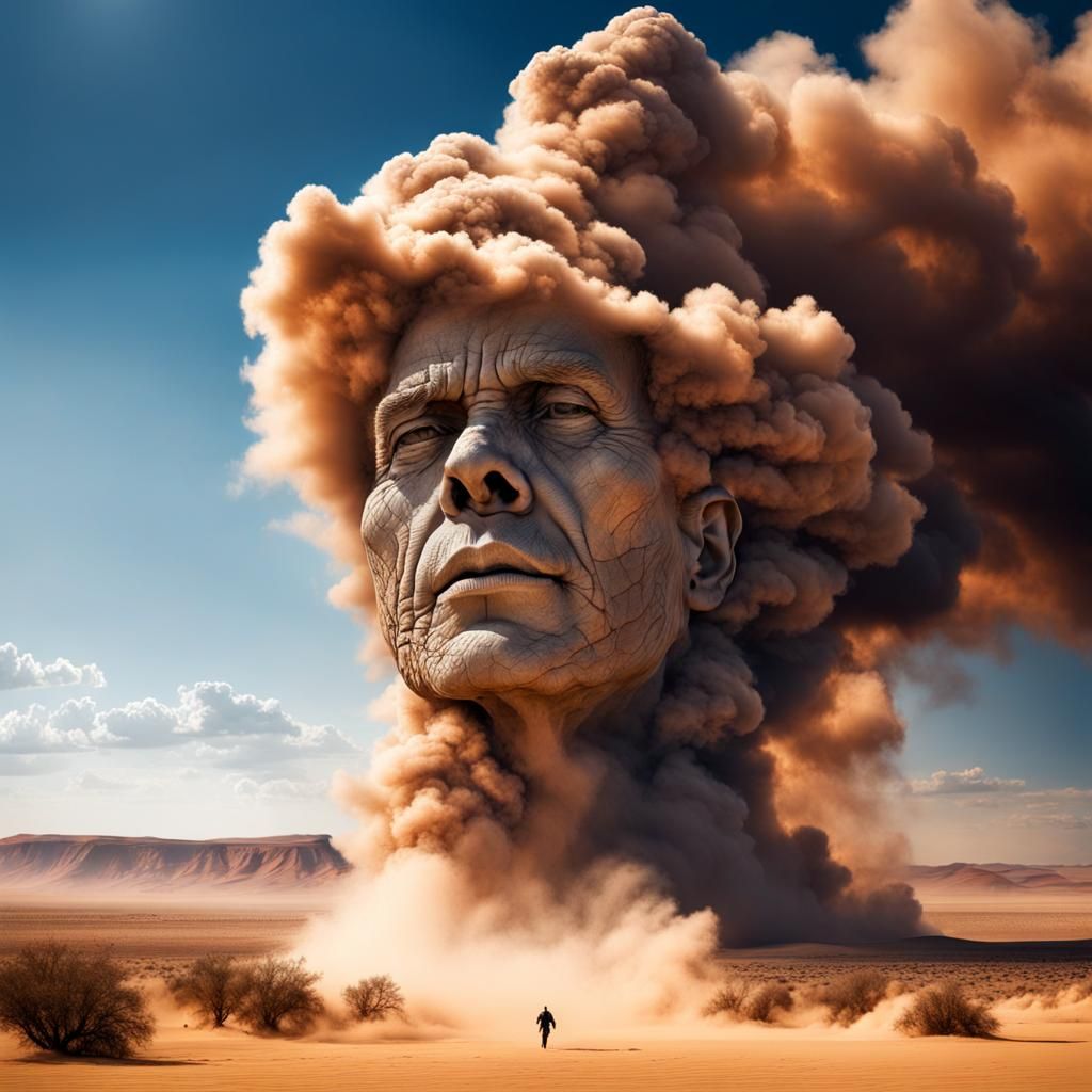 Ghostly Figure Dissolving in Sahara Wind