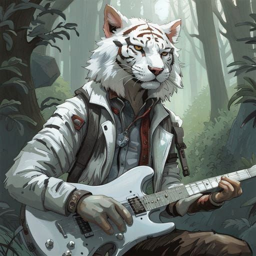 Tiger Shredding Guitar on Stage