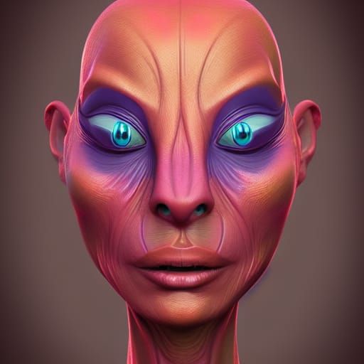 Transformed Alien Woman Face: Pixar-Style 3D Art