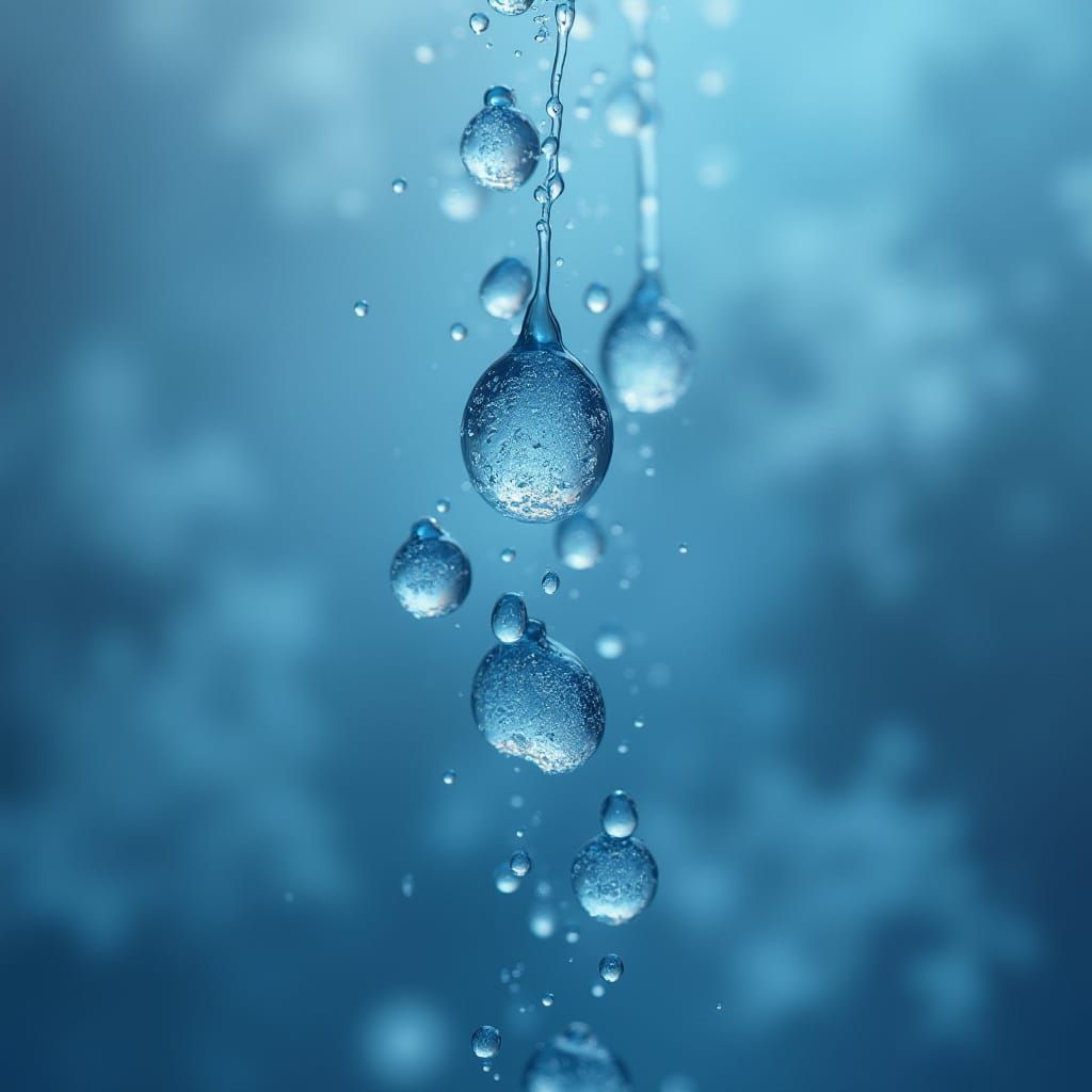 Ethereal Rain Drops in Dreamy Blue Haze