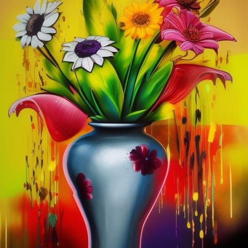 Graffiti Art Flower Vase Still Life