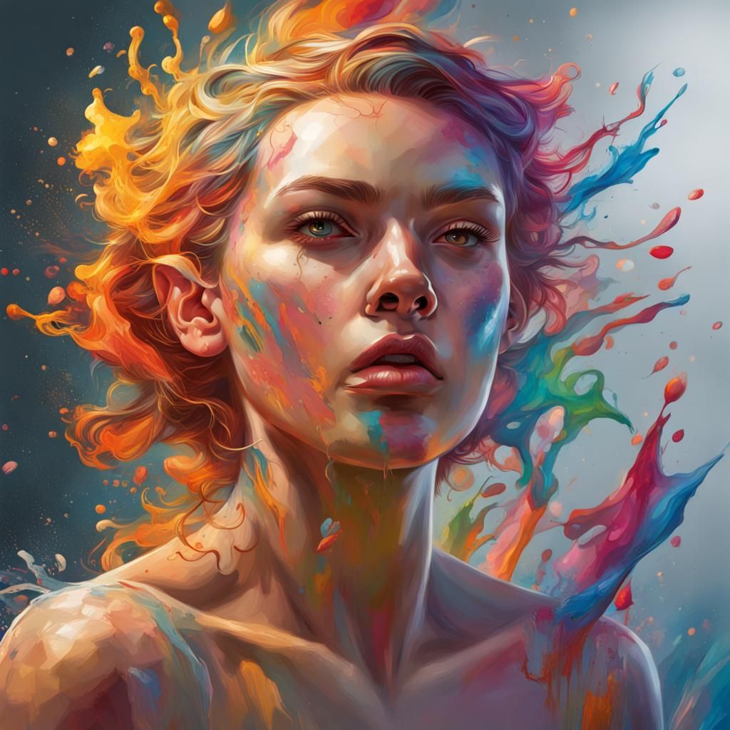 Hyperrealistic Books in Splash Art Concept