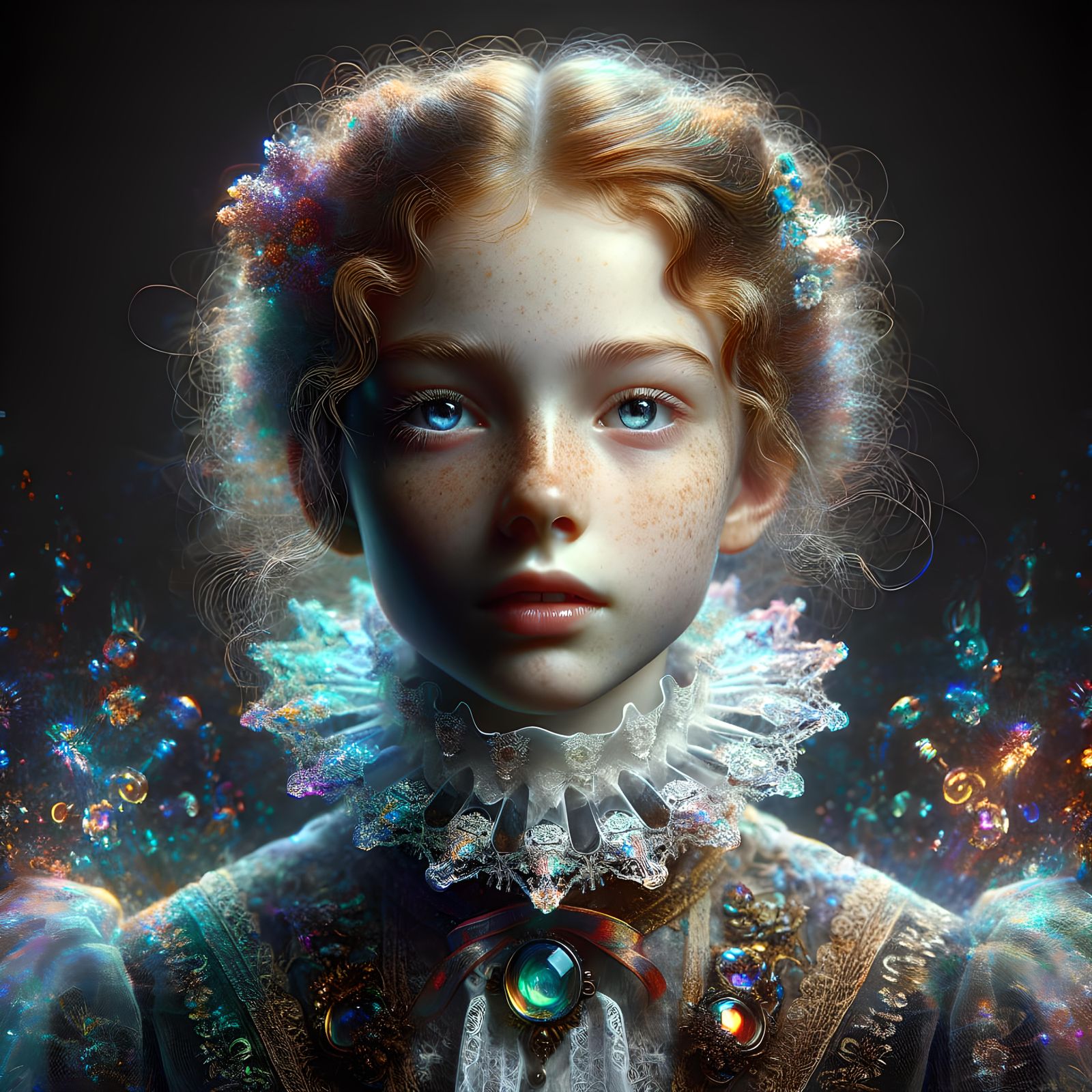 Ethereal Alice in Wonderland Portrait with Iridescence