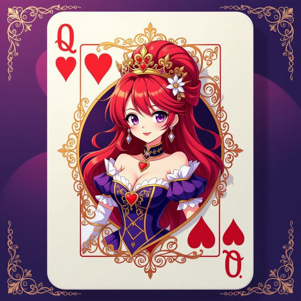Chibi Anime Queen of Hearts with Filigree