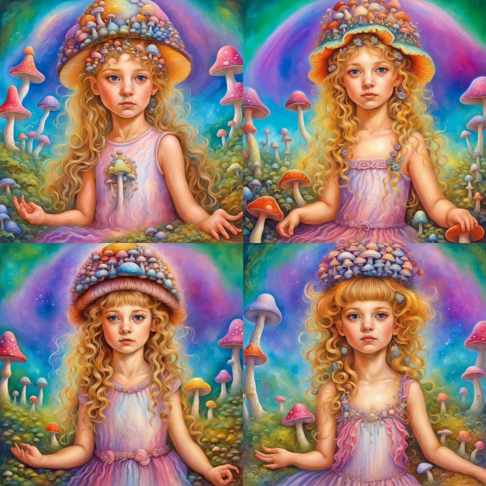 Mushroom Princess in Pastel Fantasy Kingdom
