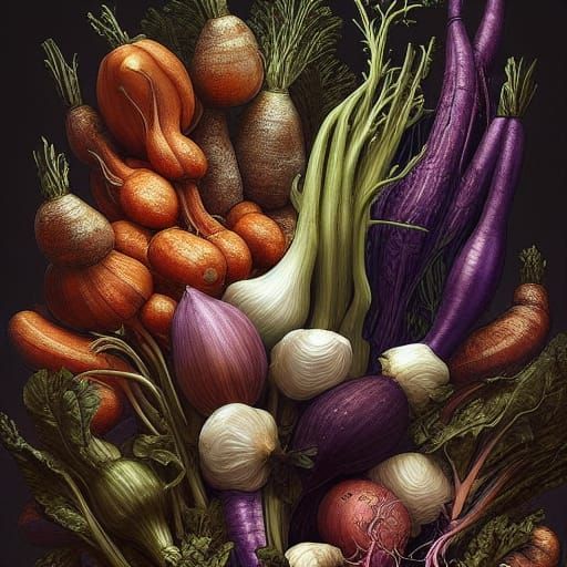 Dark Fantasy Root Vegetable Illustration