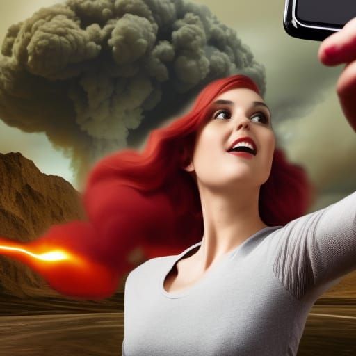 Selfie in Apocalyptic Landscape, Cinematic Render
