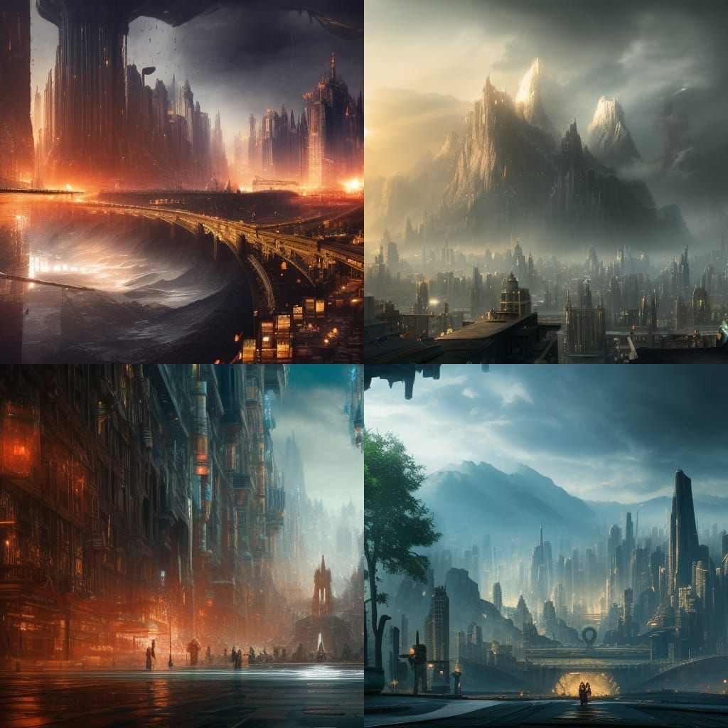 Mesopunk Glass City in Hyperrealistic Concept Art