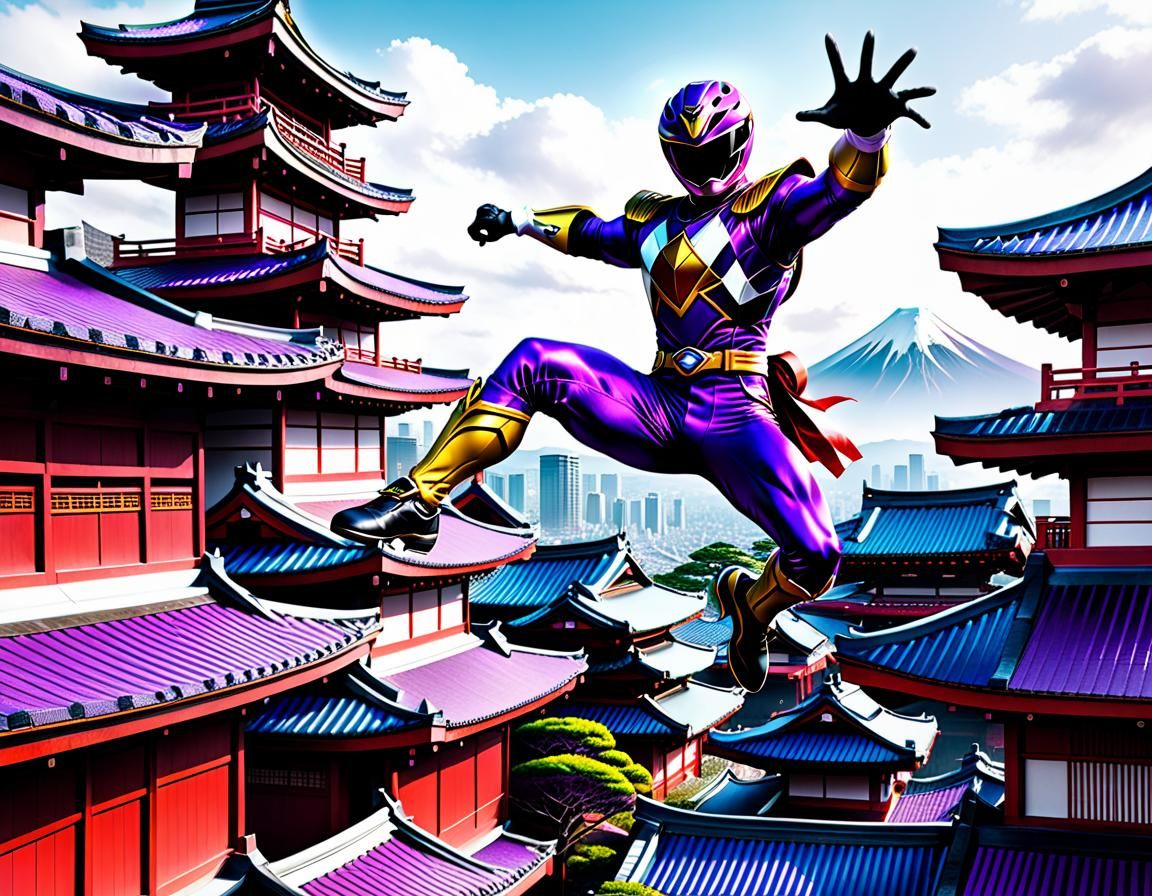 Feudal Japan Purple Power Ranger Ink Sketch