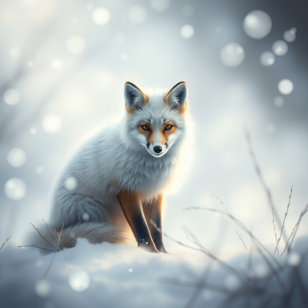 Mystical Arctic Fox Amidst Ethereal Snowscapes