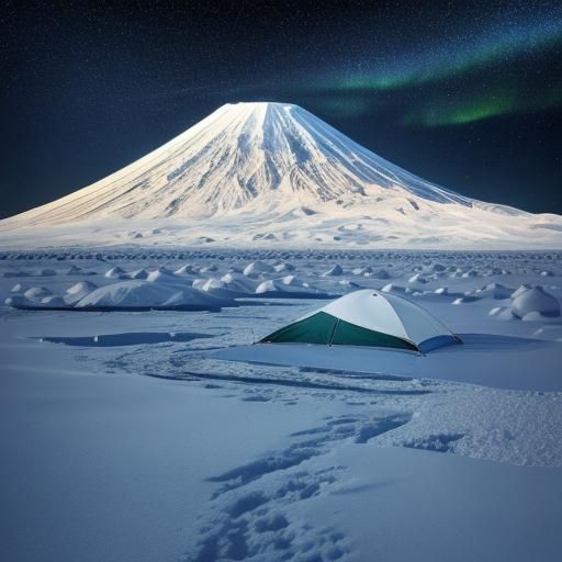 Surreal Antarctic Landscape with Aurora, 3D Rendered
