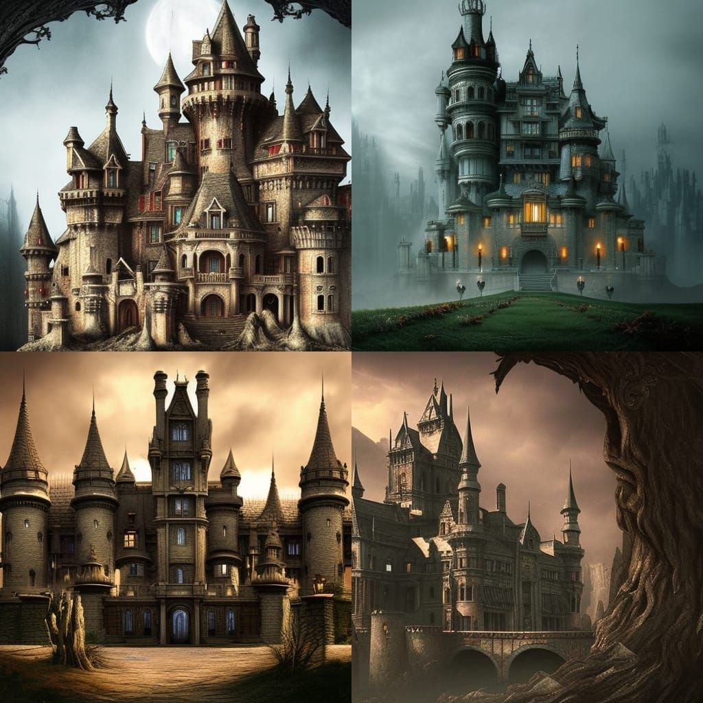 Dramatic Horror Castle Digital Matte Painting