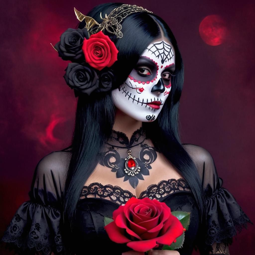 Gothic Woman with Rose