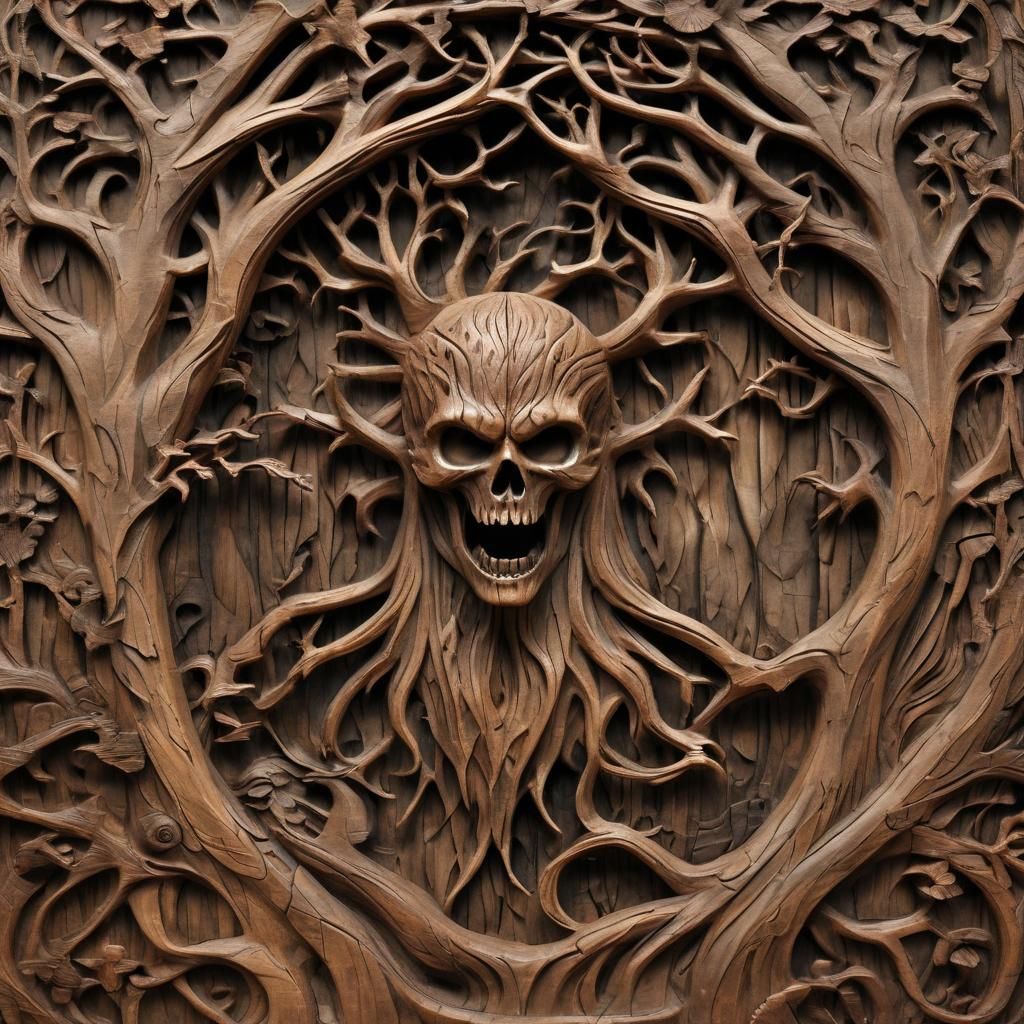 Grimdark Wood Carving: An Image of Dark Art