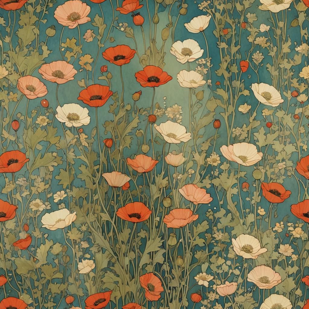 Delicate Poppy Blossom Illustration