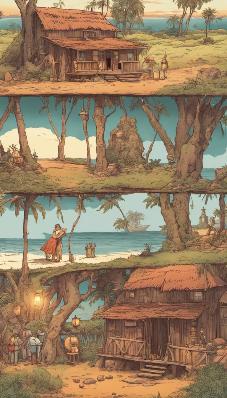 Sunset Dance on Easter Island: Colorful Beach Scene