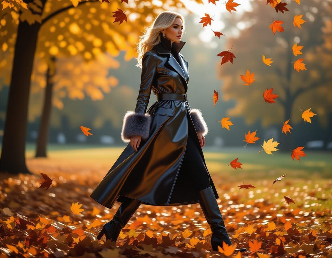 Futuristic Woman in Laminate-Latex Coat