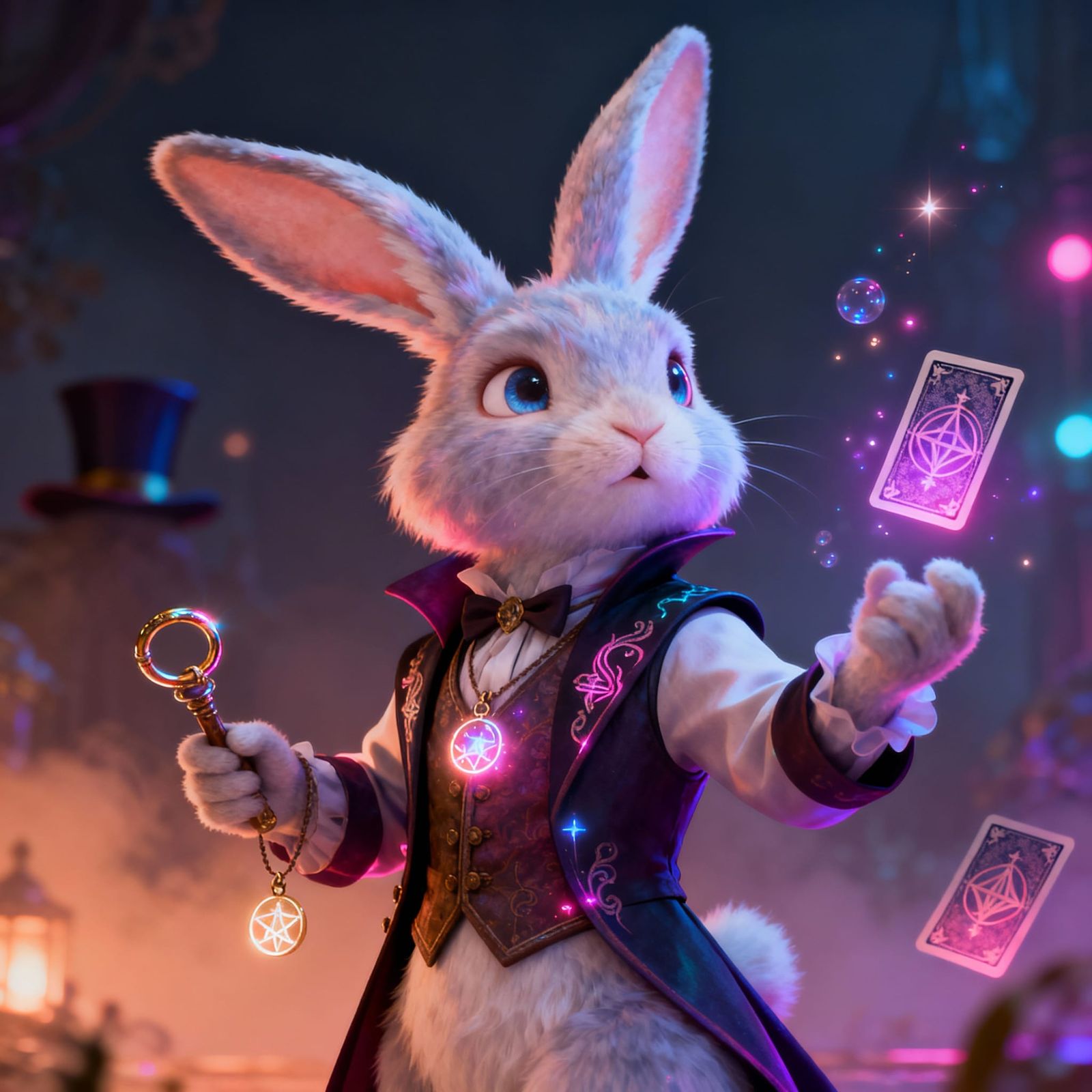 Magician Bunny in Stylized CG Fantasy Portrait