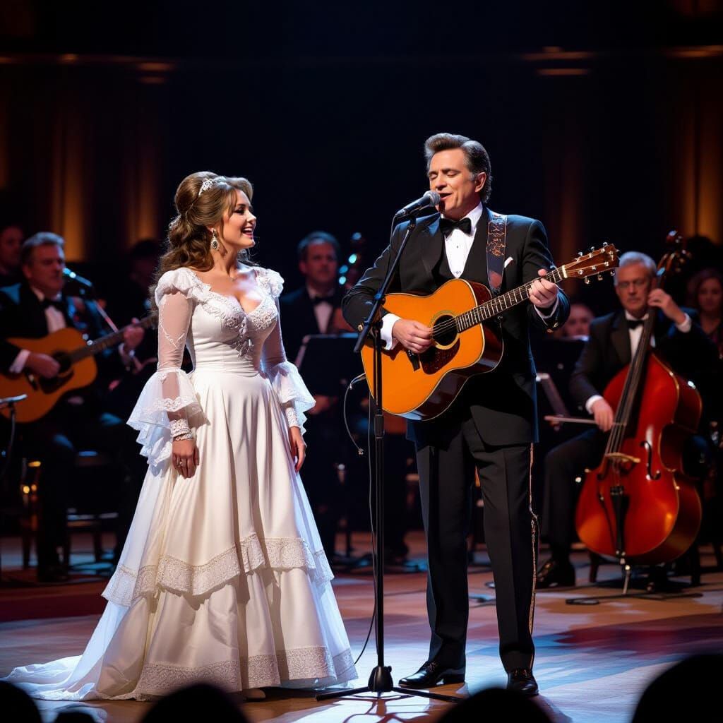 Johnny Cash and June Carter at the Grand Ole Opry