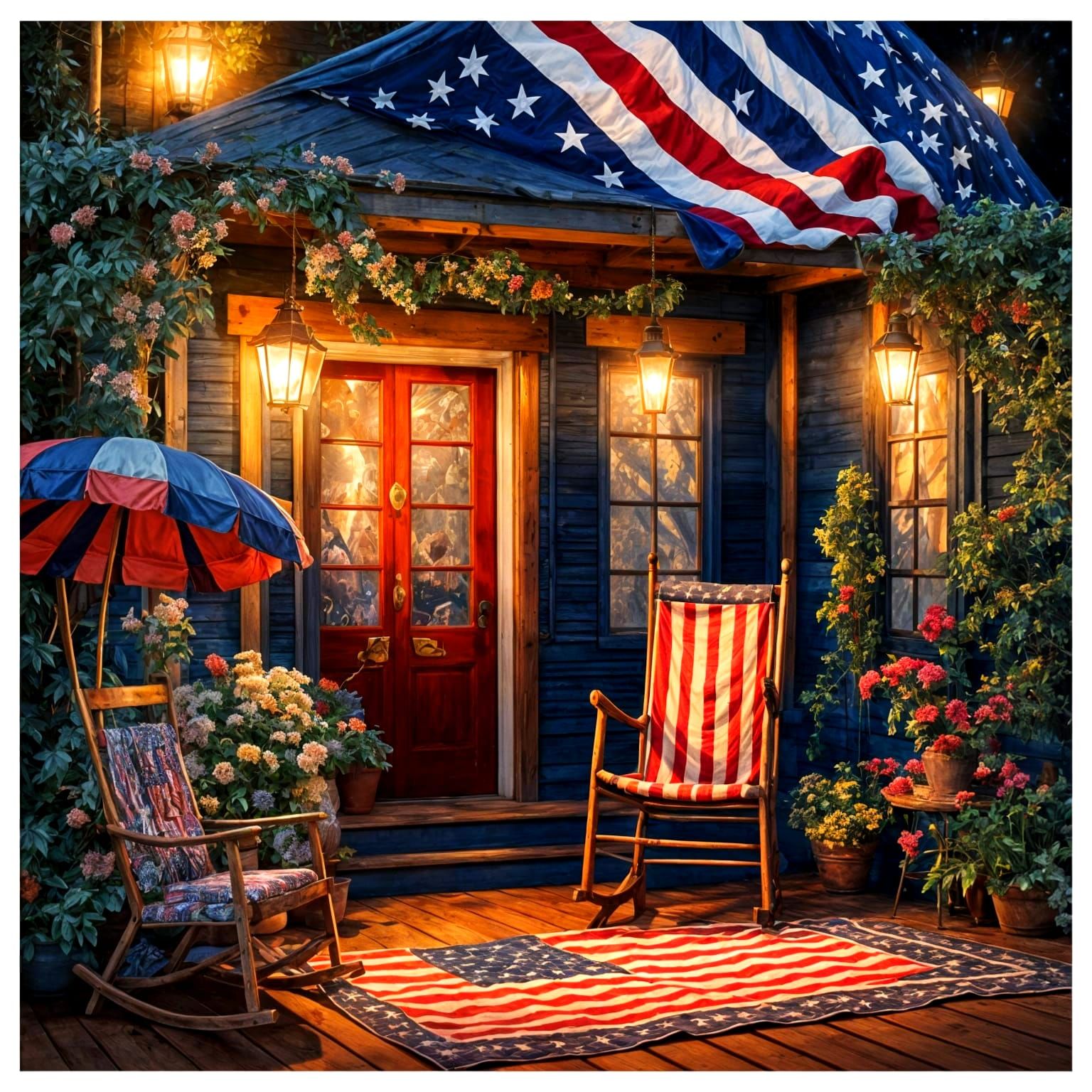 American Flag Quilt in Epic Cinematic Style