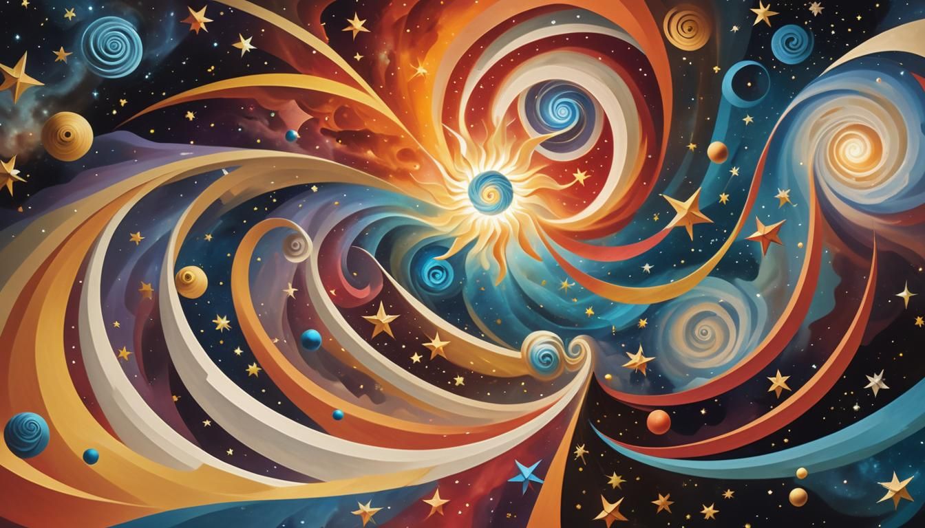 Glowing Star Formation in Surreal Impasto Style