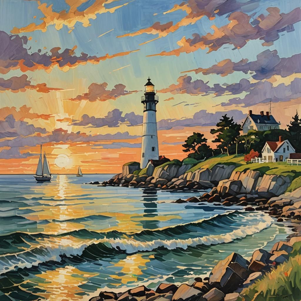 Long Island Coastline: An Impressionist Gouache Painting