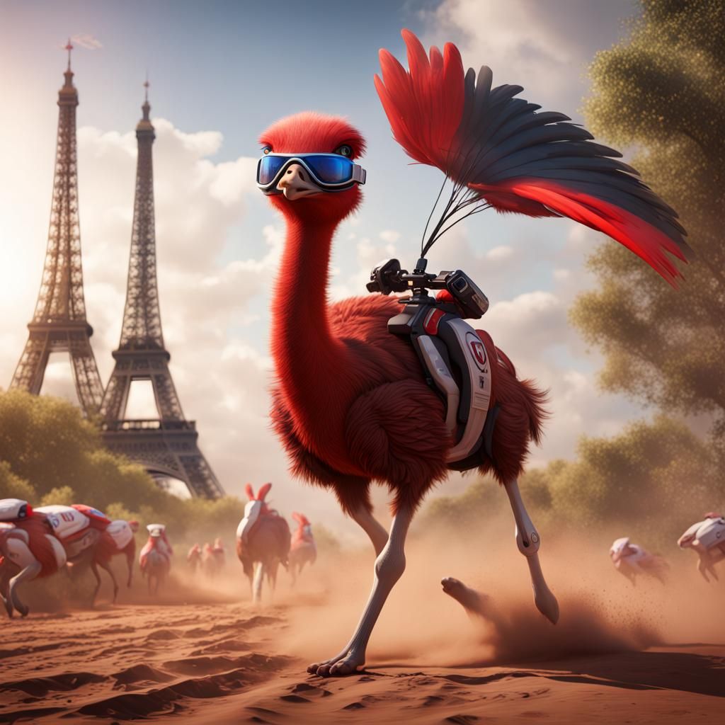 Ostrich Race Victory: Rabbit Rider Triumphs