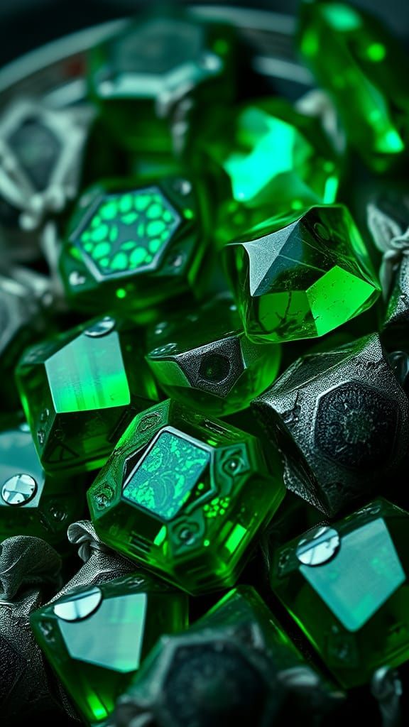 Surreal Emerald Gemstone Sweets in Hyperrealistic Style