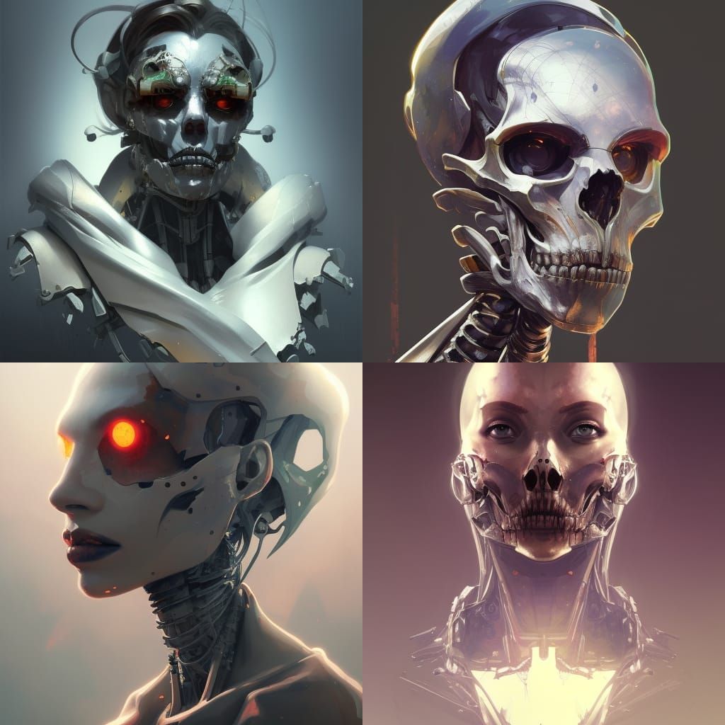 Skeletal Mech Portrait in Hyperdetailed Digital Art
