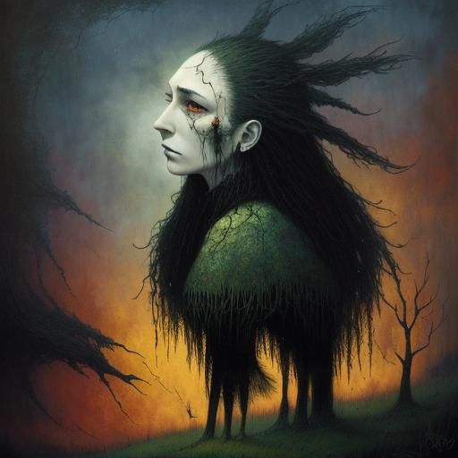 Ethereal Landscape Conveying Despair in Surreal Style