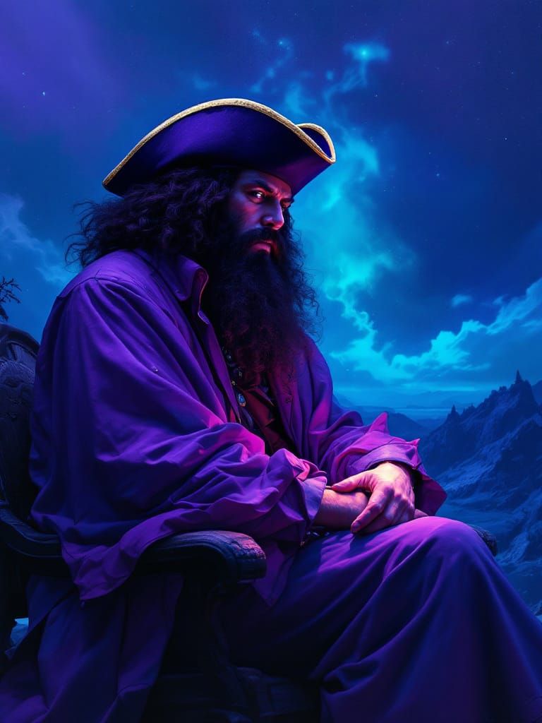 Blackbeard Portrait in Jewel-Toned Mystical Style
