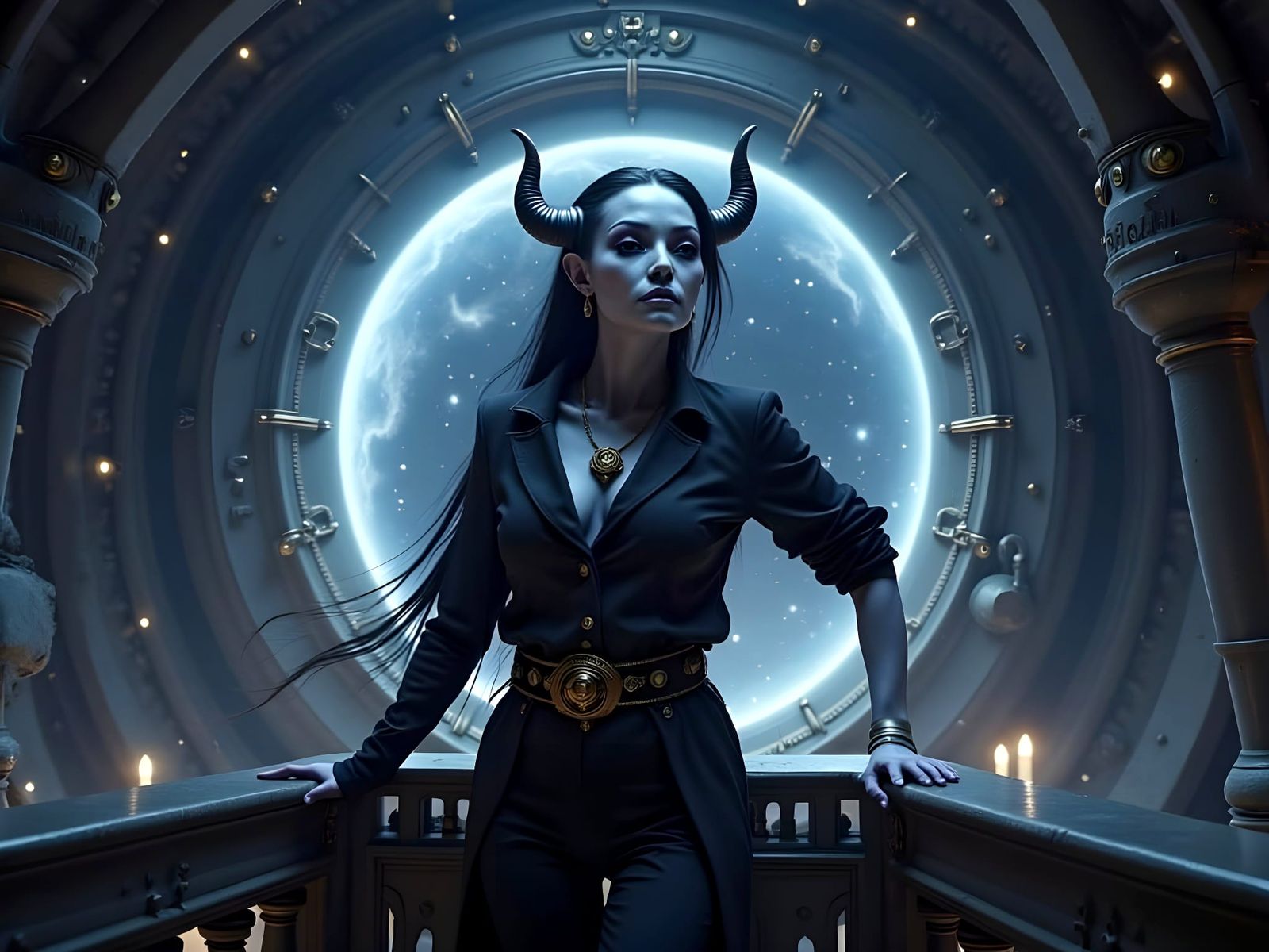 Regal Alien Woman Dancing in the Dark