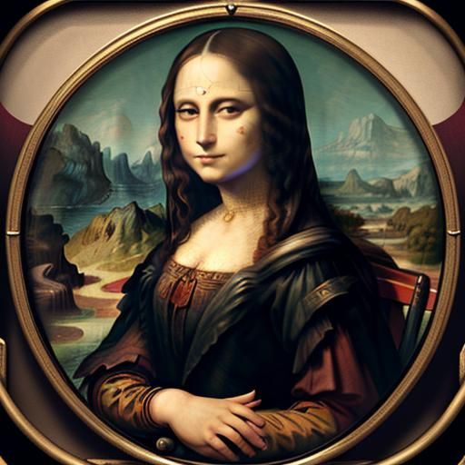 Mona Lisa as Harley Quinn in Beatrix Potter Style