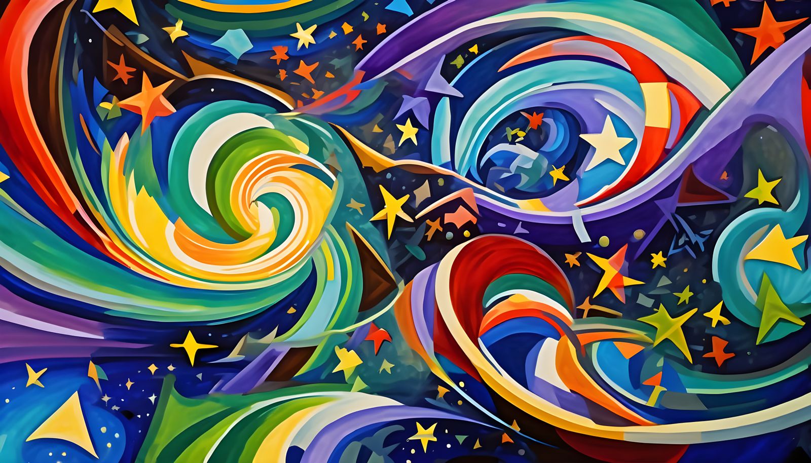 Cosmic Paint Swirls with Vibrant Stars
