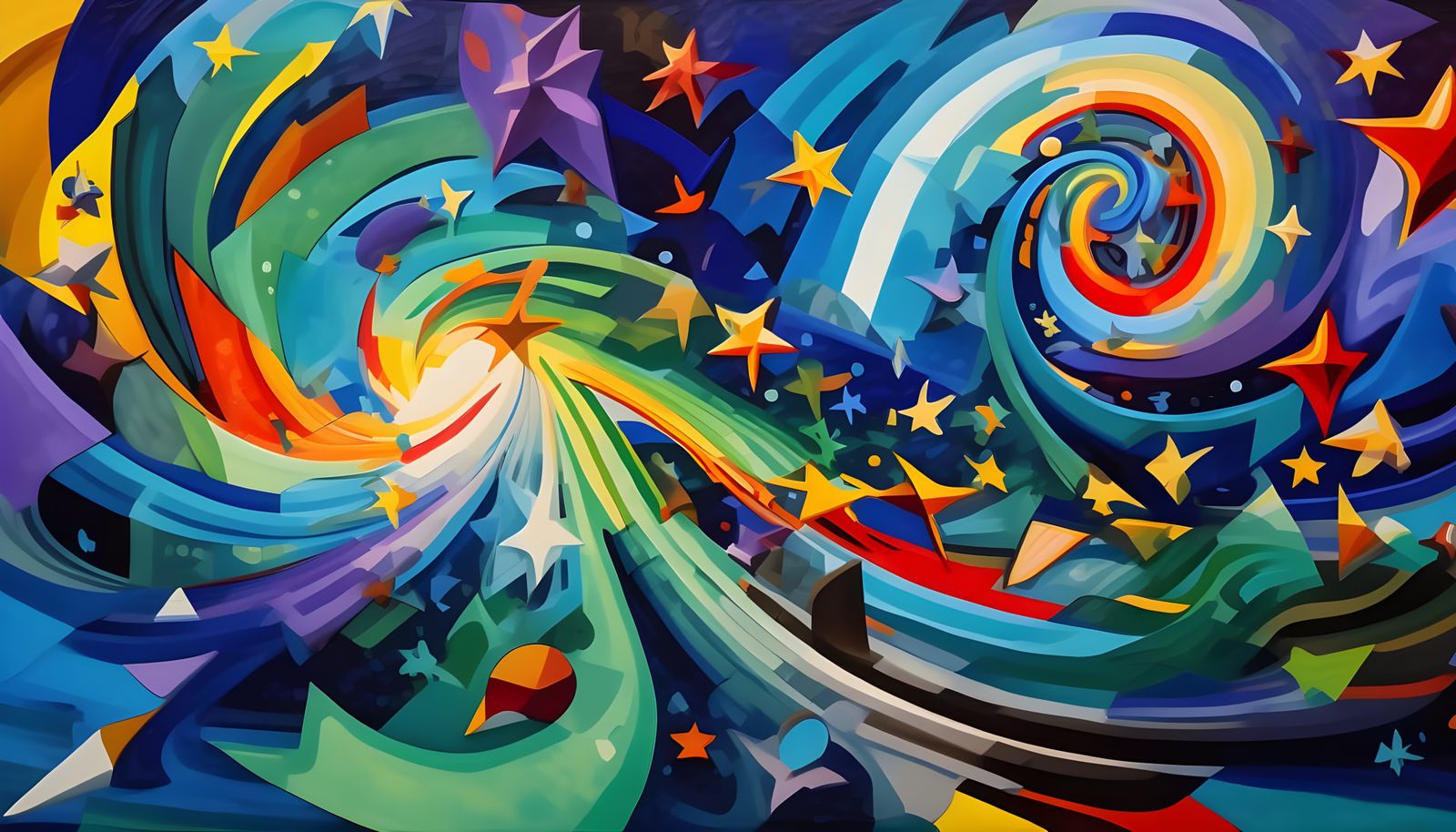 Cosmic Paint Swirls with Whirly Stars