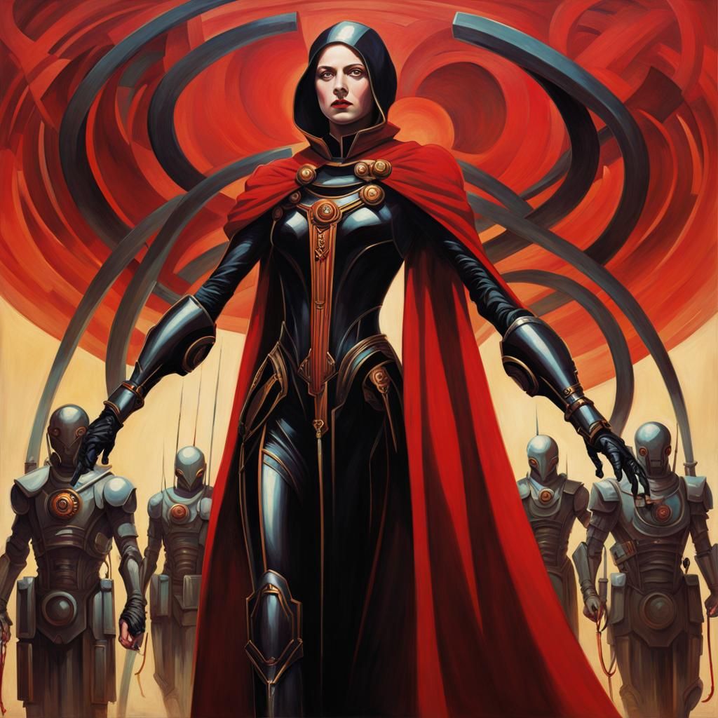 Art Deco Cyborg Leads Warriors to Battle