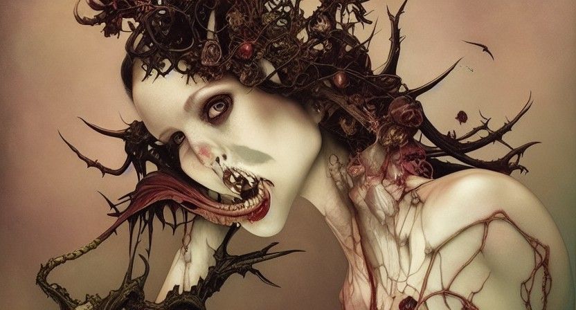 Decaying Skeletal Succubus in Regal, Detailed Style