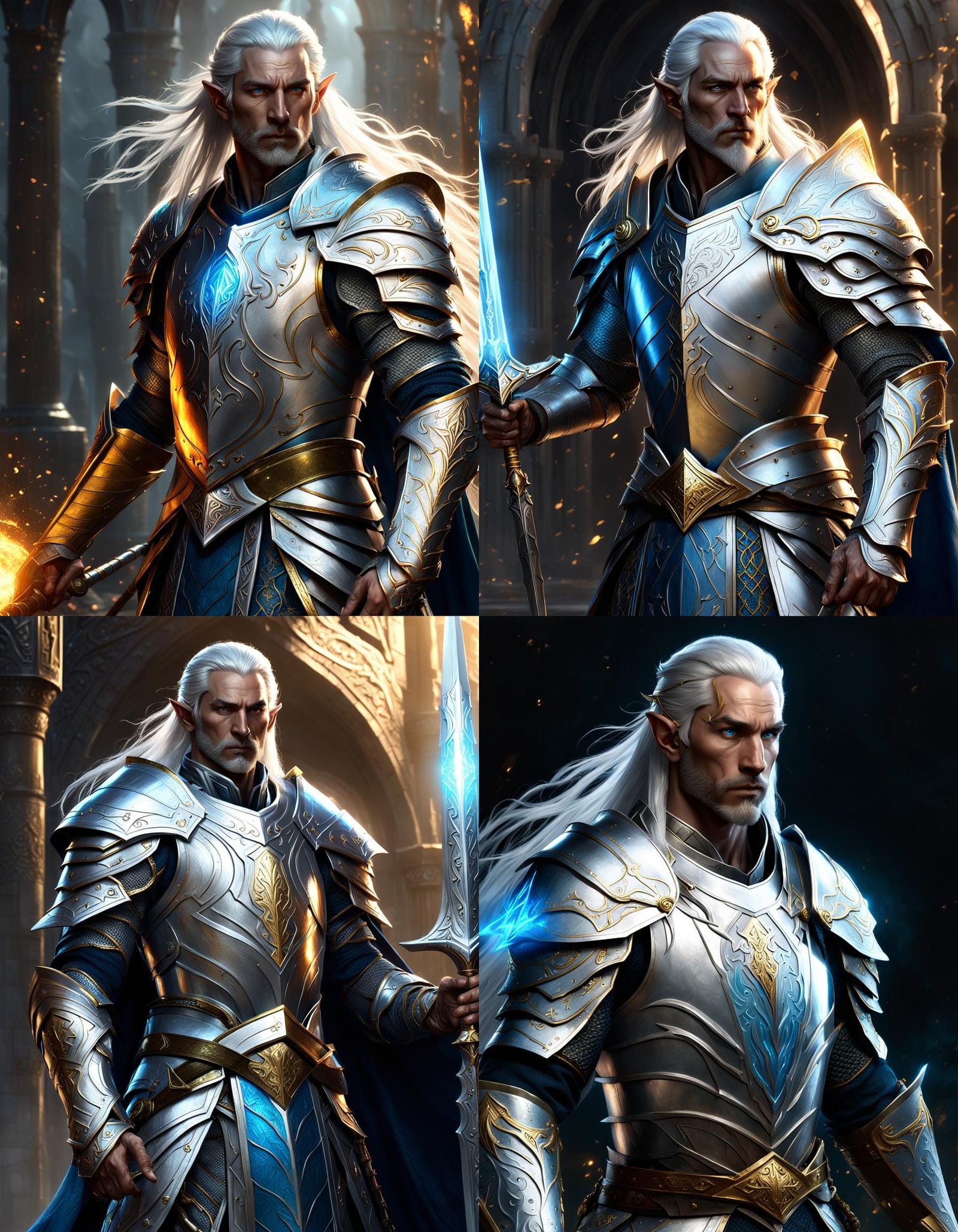 Elven Paladin Warrior in Golden Armor