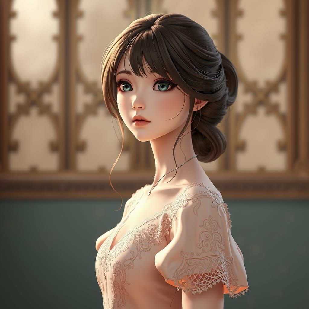 Ethereal Peach Goddess Waiting for Her Beloved