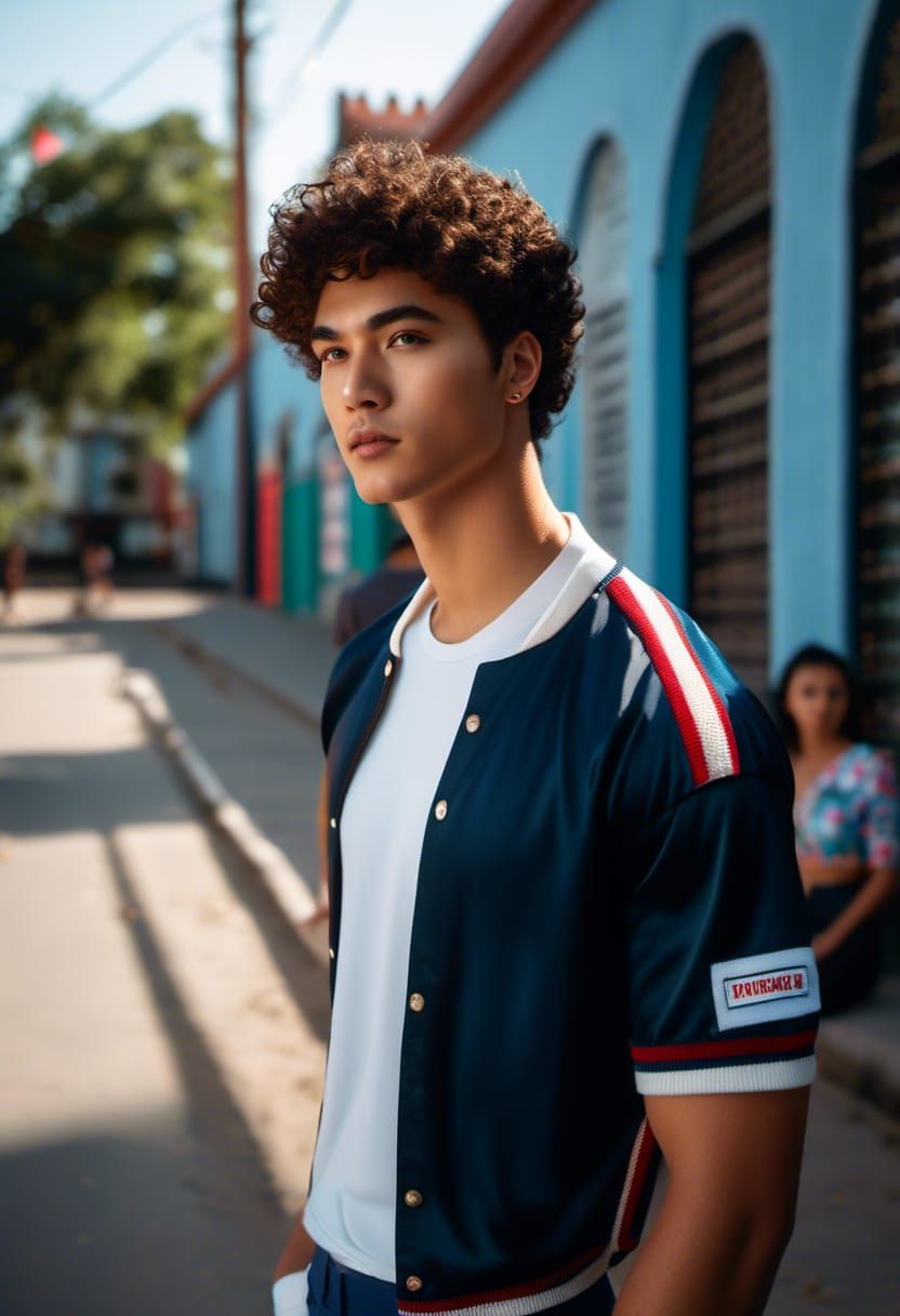 1980s Portrait of a Young Man in Retro Style