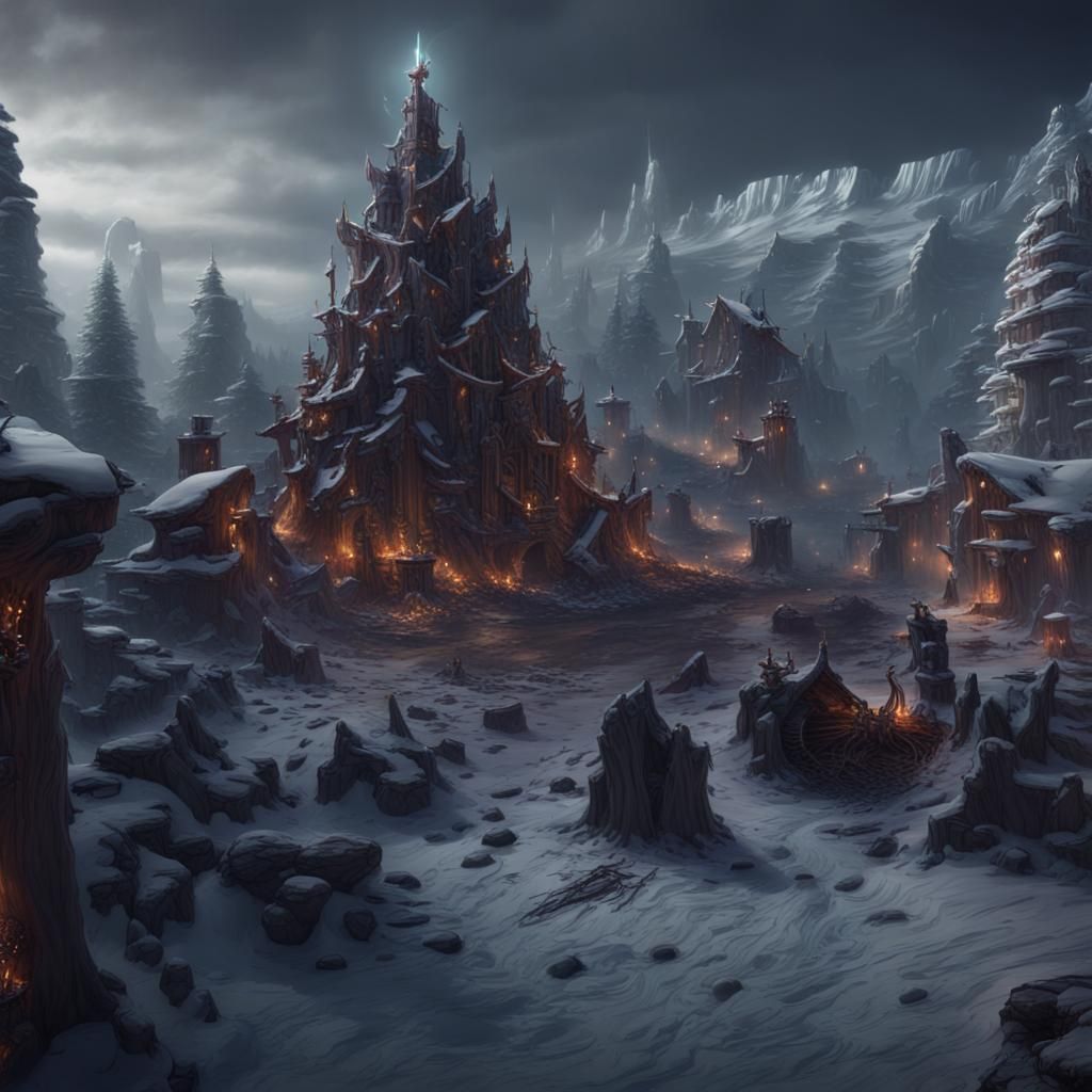 Dark Heavy Metal Christmas: Detailed Matte Painting