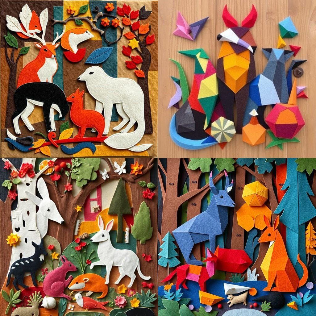 Abstract Felt Diorama in Cubist Style
