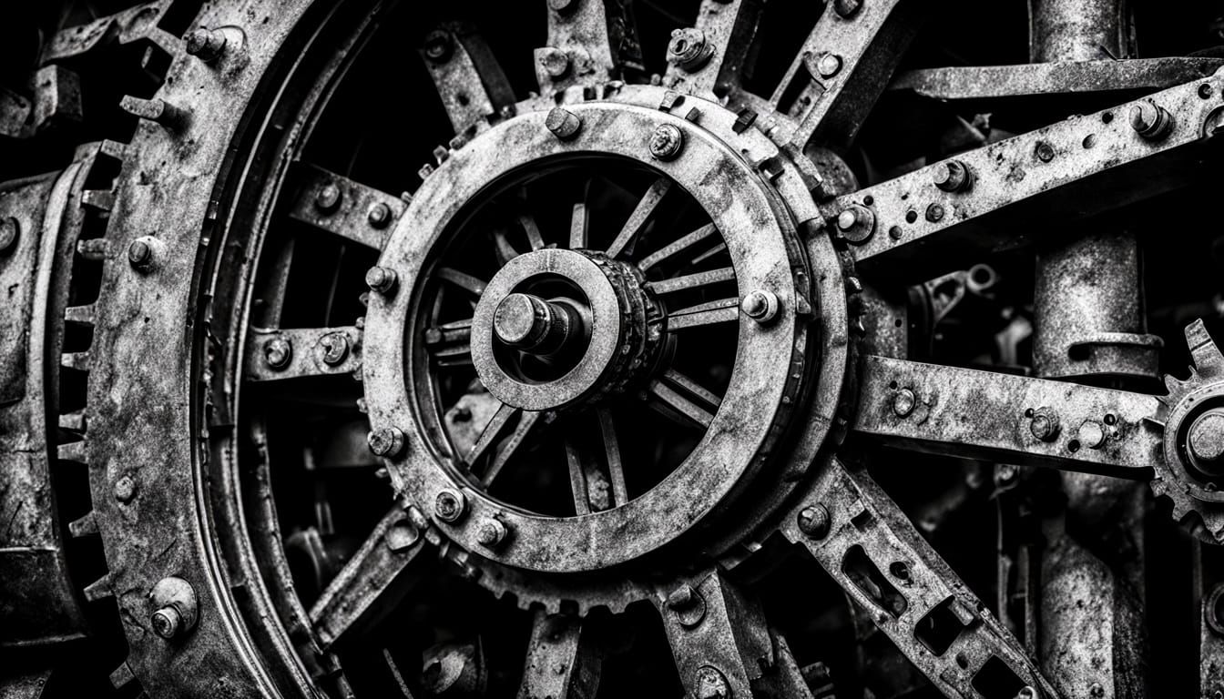 Decaying Industrial Machinery in Mechanical Realism Style