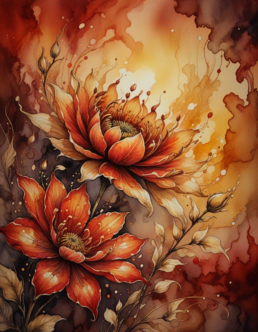 Enchanting Monochromatic Masterpiece: Red and Beige Fantasy ...