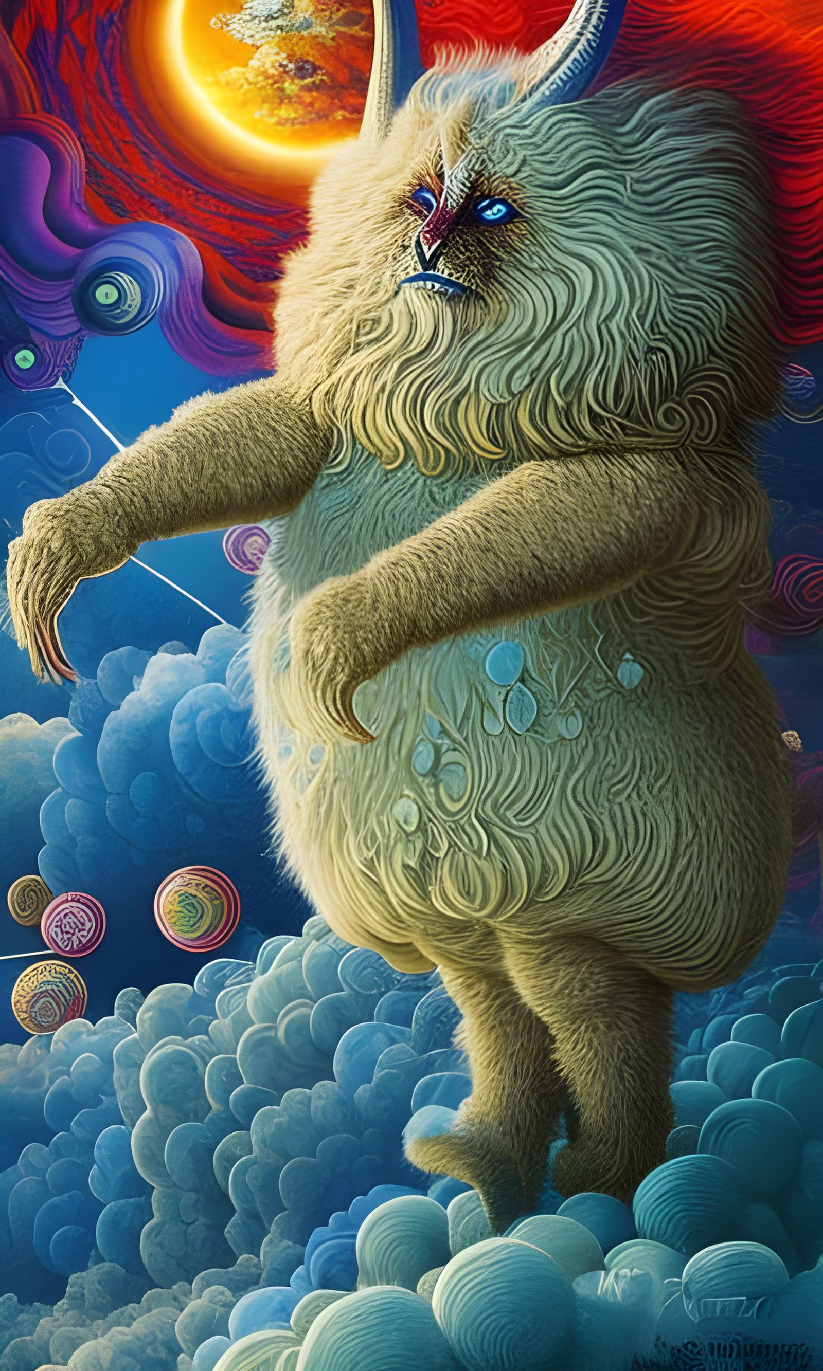 Colorful Fabric Monster in Surreal Storybook Style
