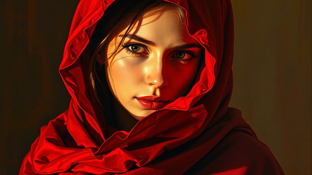Woman in Red Cloak, Old Masters Style