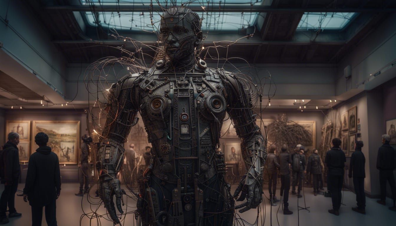 Recycled Circuit Statue in Art Gallery
