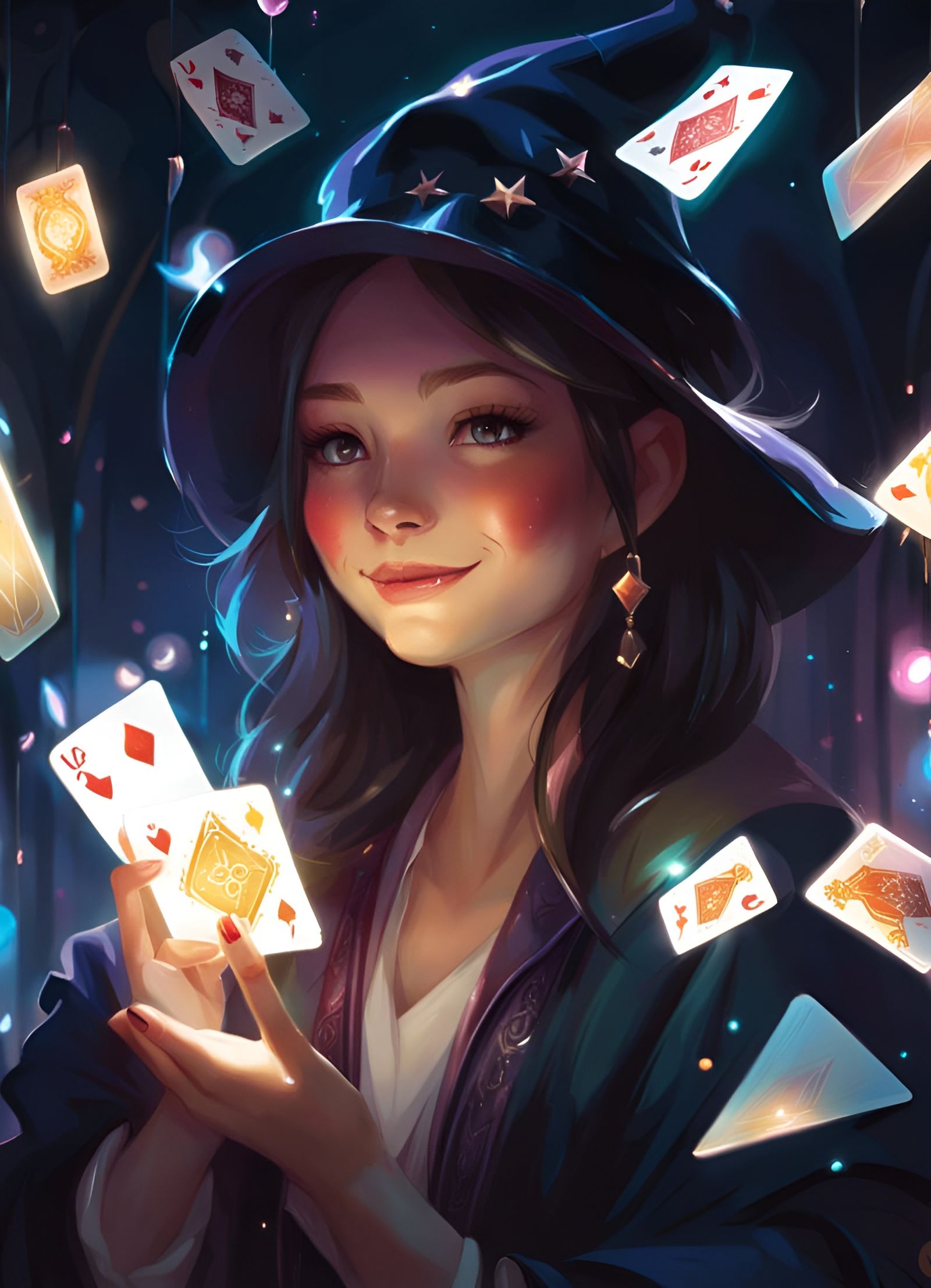 Magician with Queen Card in Detailed Tent